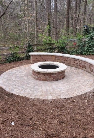 fire pit with seat wall